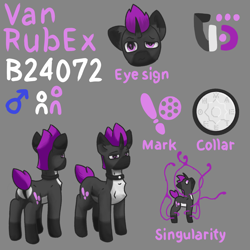 Size: 3000x3000 | Tagged: safe, artist:vohd, imported from derpibooru, oc, oc only, oc:vanrubex, pony, unicorn, butt, chest fluff, collar, high res, plot, reference sheet, simple background, solo