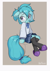 Size: 1520x2160 | Tagged: safe, artist:sofiko-ko, imported from derpibooru, oc, oc only, oc:whispy slippers, earth pony, semi-anthro, glasses, solo