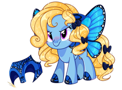 Size: 1727x1276 | Tagged: safe, artist:khimi-chan, imported from derpibooru, oc, oc only, pony, blushing, bow, butterfly wings, eyelashes, female, mare, simple background, smiling, solo, tail, tail bow, transparent background, wings