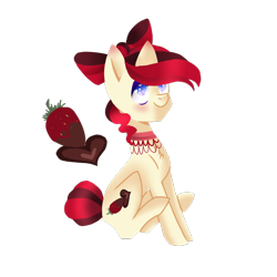 Size: 768x768 | Tagged: safe, artist:enifersuch, imported from derpibooru, oc, oc only, earth pony, pony, choker, female, mare, sitting, smiling, solo