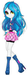 Size: 512x1372 | Tagged: safe, artist:gihhbloonde, imported from derpibooru, oc, oc only, equestria girls, base used, boots, clothes, eyelashes, female, grin, hand on hip, high heel boots, makeup, shoes, simple background, skirt, smiling, solo, transparent background