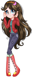 Size: 548x1326 | Tagged: safe, artist:gihhbloonde, imported from derpibooru, oc, oc only, equestria girls, boots, clothes, eyelashes, female, pants, shoes, simple background, smiling, solo, transparent background