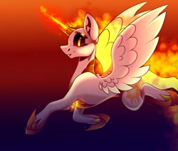 Size: 2048x1735 | Tagged: safe, artist:tessa_key_, imported from derpibooru, daybreaker, alicorn, pony, looking at you, smiling, solo, spread wings, wings
