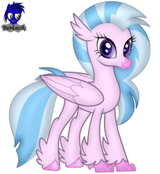 Size: 3840x4154 | Tagged: safe, artist:damlanil, imported from derpibooru, silverstream, classical hippogriff, hippogriff, cute, diastreamies, female, happy, looking at you, mare, shine, show accurate, simple background, solo, transparent background, vector, wings