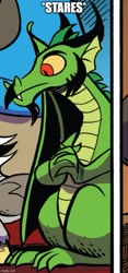 Size: 500x1069 | Tagged: safe, artist:andypriceart, imported from derpibooru, blacktip, dragon, spoiler:comic, spoiler:comic61, caption, cropped, image macro, imgflip, male, meme, solo, stare, text