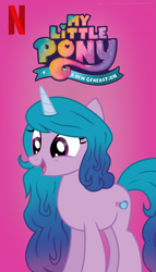 Size: 1439x2513 | Tagged: safe, artist:ejlightning007arts, imported from derpibooru, izzy moonbow, pony, unicorn, cover, fan made, g4, g5, g5 to g4, my little pony: a new generation, netflix, netflix logo, solo