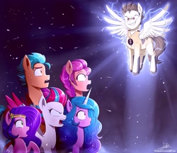 Size: 2048x1771 | Tagged: source needed, safe, artist:the-butch-x, imported from derpibooru, hitch trailblazer, izzy moonbow, pipp petals, sunny starscout, zipp storm, earth pony, pegasus, pony, unicorn, angry, arrowverse, crossover, eobard thawne, evil grin, g5, grin, light, lightning, looking at something, mane five (g5), my little pony: a new generation, ponified, reverse-flash, shocked, smiling