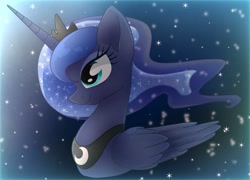 Size: 1651x1191 | Tagged: safe, artist:namaenonaipony, imported from derpibooru, princess luna, alicorn, pony, female, mare, profile, smiling, solo, stars