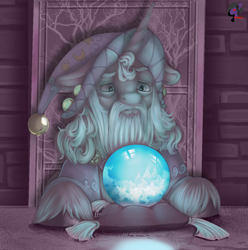 Size: 1191x1200 | Tagged: safe, artist:brainiac, imported from derpibooru, star swirl the bearded, pony, unicorn, digital art, digital painting, link in description, male, old, pondering my orb, solo, stallion, tiktok, time-lapse included