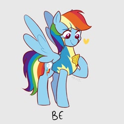 Size: 1080x1080 | Tagged: safe, artist:aylufujo, imported from derpibooru, rainbow dash, pegasus, pony, clothes, female, gray background, hoof hold, mare, medal, simple background, smiling, solo, uniform, wings, wonderbolt trainee uniform