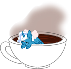 Size: 411x400 | Tagged: safe, artist:rickysocks, imported from derpibooru, oc, oc only, oc:fleurbelle, alicorn, pony, alicorn oc, bow, cup, cup of pony, drink, female, hair bow, horn, mare, micro, simple background, solo, transparent background, wings