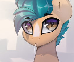 Size: 2689x2257 | Tagged: safe, artist:jfrxd, imported from derpibooru, hitch trailblazer, earth pony, pony, bust, eye clipping through hair, g5, high res, male, my little pony: a new generation, solo, stallion, straw in mouth