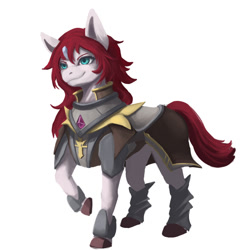 Size: 833x861 | Tagged: safe, artist:mihail404, imported from derpibooru, oc, oc:herro rainstorm, unicorn, armor, broken horn, g5, horn, my little pony: a new generation, solo, watchers:the mystery of harmony