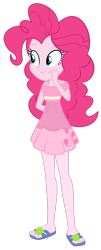 Size: 568x1402 | Tagged: source needed, safe, artist:pinkiepiemike, edit, imported from derpibooru, pinkie pie, equestria girls, alternate clothes, clothes, dress, editor needed, feet, female, pink, sandals, simple background, solo, transparent background, vector