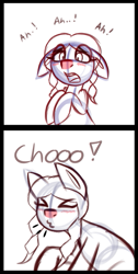 Size: 311x615 | Tagged: safe, artist:testing the waters, imported from derpibooru, oc, pony, cute, ears back, female, fetish, nostrils, pre sneeze, red nosed, sneeze cloud, sneezing, sneezing fetish, spray