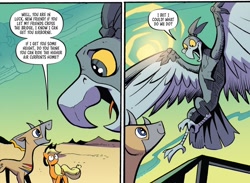 Size: 1040x763 | Tagged: safe, artist:andypriceart, idw, imported from derpibooru, applejack, abada, bird, roc, spoiler:comic, spoiler:comic91, comic, desert, dust devil (idw), nonbinary, rukh, season 10