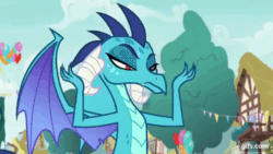 Size: 640x360 | Tagged: safe, imported from derpibooru, screencap, princess ember, dragon, season 7, triple threat, animated, blinking, female, gif, gifs.com, solo