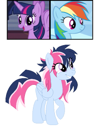 Size: 459x600 | Tagged: safe, artist:tragedy-kaz, imported from derpibooru, rainbow dash, twilight sparkle, oc, alicorn, pegasus, pony, base used, eyelashes, female, magical lesbian spawn, mare, offspring, parent:rainbow dash, parent:twilight sparkle, parents:twidash, pegasus oc, raised hoof, screencap reference, simple background, transparent background, twilight sparkle (alicorn)