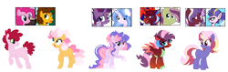 Size: 2309x730 | Tagged: safe, artist:tragedy-kaz, imported from derpibooru, cheese sandwich, pinkie pie, oc, earth pony, pegasus, pony, base used, eyelashes, female, male, mare, offspring, parent:cheese sandwich, parent:pinkie pie, parents:cheesepie, parents:oc x oc, pegasus oc, screencap reference, simple background, stallion, transparent background, wings