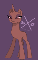 Size: 750x1200 | Tagged: safe, artist:enifersuch, imported from derpibooru, oc, oc only, pony, unicorn, bald, base, bedroom eyes, eyelashes, female, horn, mare, purple background, simple background, smiling, solo, unicorn oc