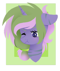 Size: 1044x1236 | Tagged: safe, artist:enifersuch, imported from derpibooru, oc, oc only, pony, unicorn, eyelashes, female, horn, mare, one eye closed, simple background, solo, transparent background, unicorn oc, wink