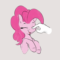 Size: 2824x2822 | Tagged: safe, artist:aquaticvibes, imported from derpibooru, pinkie pie, earth pony, pony, boop, cute, diapinkes, disembodied hand, eyes closed, female, hand, happy, high res, mare, open mouth, open smile, ponk, smiling