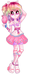 Size: 1068x2552 | Tagged: safe, artist:gihhbloonde, imported from derpibooru, oc, oc only, equestria girls, base used, clothes, cotton candy, eyelashes, female, high heels, multicolored hair, rainbow hair, shoes, simple background, skirt, smiling, solo, transparent background