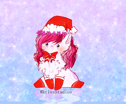 Size: 2404x1978 | Tagged: safe, artist:krissstudios, imported from derpibooru, oc, oc:brenna, earth pony, pony, christmas, chubbie, hat, holiday, santa hat, solo