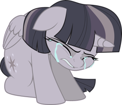 Size: 3914x3364 | Tagged: safe, artist:jhayarr23, artist:wardex101, edit, imported from derpibooru, twilight sparkle, alicorn, pony, my little pony: the movie, crying, discorded, discorded twilight, female, floppy ears, high res, mare, no i can't i ruined everything, sad, simple background, sitting, solo, transparent background, twilight sparkle (alicorn), twilight tragedy, vector