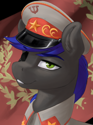 Size: 2496x3360 | Tagged: safe, artist:kelkessel, imported from derpibooru, oc, oc only, pony, equestria at war mod, bust, clothes, high res, military uniform, portrait, solo, soviet, uniform