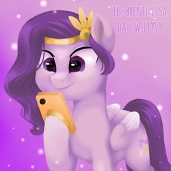 Size: 768x768 | Tagged: safe, artist:twiliysa, imported from derpibooru, pipp petals, pegasus, pony, g5, my little pony: a new generation, phone, solo