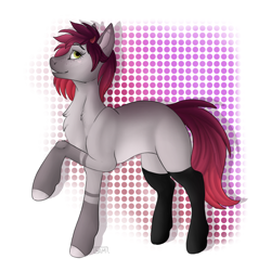 Size: 1500x1500 | Tagged: safe, artist:galaxylatte, imported from derpibooru, oc, artfight, cel shading, clothes, female, hair, hooves, mane, shading, socks, solo, teeth