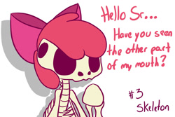 Size: 1280x853 | Tagged: safe, artist:arielsbx, imported from derpibooru, apple bloom, earth pony, pony, bone, clothes, costume, female, filly, halloween, holiday, skeleton