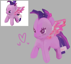 Size: 640x578 | Tagged: safe, artist:malan, imported from derpibooru, twilight sparkle, alicorn, derpibooru, gray background, heart, meta, missing cutie mark, missing horn, mohawk, pegasus twilight sparkle, plushie, simple background, tags, twilight sparkle (alicorn), vulgar description