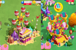 Size: 1806x1200 | Tagged: safe, edit, edited screencap, imported from derpibooru, screencap, donut joe, hayseed turnip truck, princess cadance, queen chrysalis, alicorn, changeling, earth pony, pony, unicorn, armor, background pony, balloon, battle armor, bits, bush, canterlot, clothes, colored wings, crown, ferris wheel, fireworks, flag, flower, gameloft, gem, gradient wings, hat, hill song, jewelry, portal, regalia, sale, sapphire, shoes, sunglasses, sweet apple acres, throne, tree, walking, wings, yellow eyes