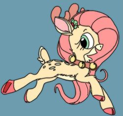 Size: 857x808 | Tagged: safe, artist:dotkwa, color edit, edit, editor:lilliz, imported from derpibooru, fluttershy, deer, reindeer, colored, flutterdeer, reindeerified, smiling, solo, species swap