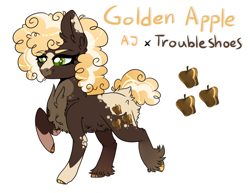 Size: 1280x990 | Tagged: safe, artist:sparky-boi, imported from derpibooru, oc, oc:golden apple, earth pony, pony, female, mare, offspring, parent:applejack, parent:trouble shoes, parents:troublejack, simple background, solo, white background