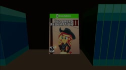 Size: 1024x575 | Tagged: safe, artist:undeadponysoldier, imported from ponybooru, sunset shimmer, equestria girls, 3d, box art, bread, cowboy hat, eating, esrb, female, food, game rating, gmod, hat, parody, pun, punny name, rated m, red dead redemption, red dead redemption 2, solo, video game, xbox