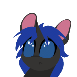 Size: 1200x1200 | Tagged: safe, artist:hyper dash, imported from derpibooru, part of a set, oc, oc only, oc:swift dawn, changeling, animated, blue changeling, blue eyes, blushing, changeling oc, commission, cute, disembodied hoof, eyebrows, eyes closed, fangs, gif, male, ocbetes, open mouth, petting, simple background, smiling, solo, transparent background, ych result