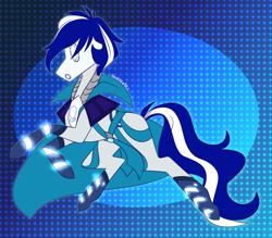 Size: 1896x1659 | Tagged: safe, artist:amaltheaarts, imported from derpibooru, oc, oc:ivislor, oc:ivislor odzi, cyborg, cyborg pony, pony, cape, clothes, commission, commissioner:iv's, male, solo, superhero