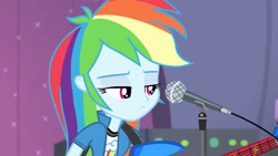 Size: 3410x1920 | Tagged: safe, imported from derpibooru, screencap, rainbow dash, equestria girls, rainbow rocks, clothes, cutie mark on clothes, electric guitar, female, guitar, high res, microphone, musical instrument, solo