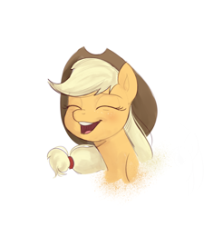 Size: 1256x1398 | Tagged: safe, artist:ddenver, imported from derpibooru, applejack, earth pony, pony, cute, eyes closed, female, hat, jackabetes, mare, open mouth, solo