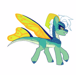 Size: 1600x1600 | Tagged: safe, artist:renhorse, imported from derpibooru, oc, oc only, hybrid, dragonling, interspecies offspring, offspring, parent:princess ember, parent:thorax, parents:embrax, simple background, solo, white background