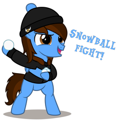 Size: 4020x4080 | Tagged: safe, artist:strategypony, imported from derpibooru, oc, oc only, oc:pegasusgamer, pegasus, pony, bipedal, clothes, colt, dialogue, male, simple background, snow, snowball, snowball fight, transparent background, winter