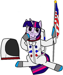 Size: 878x1055 | Tagged: safe, artist:red-brick-1, edit, imported from derpibooru, twilight sparkle, pony, 1000 hours in ms paint, astronaut, cropped, female, flag, helmet, mare, ms paint, simple background, solo, spacesuit, united states, white background