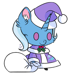 Size: 1804x1804 | Tagged: artist needed, source needed, safe, imported from derpibooru, trixie, unicorn, christmas, holiday, padoru, simple background, solo, white background