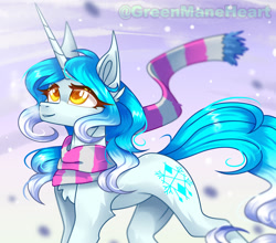 Size: 1920x1687 | Tagged: safe, artist:greenmaneheart, imported from derpibooru, oc, oc:snow piece, pony, unicorn, clothes, female, mare, scarf, solo