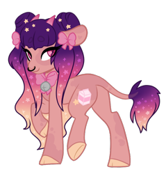 Size: 700x733 | Tagged: safe, artist:necrophilifox, imported from derpibooru, oc, oc only, pony, base used, bow, colored hooves, ethereal mane, hair bow, leonine tail, male, nose piercing, nose ring, piercing, simple background, smiling, solo, stallion, starry mane, tail, transparent background