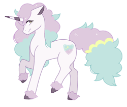 Size: 1280x1075 | Tagged: safe, artist:necrophilifox, imported from derpibooru, galarian ponyta, pony, ponyta, unicorn, base used, pokémon, ponified, raised hoof, simple background, solo, transparent background