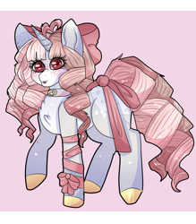 Size: 1750x2000 | Tagged: safe, artist:kvetina7, imported from derpibooru, oc, oc only, pony, unicorn, bow, eyelashes, female, hair bow, hoof polish, horn, mare, simple background, solo, unicorn oc, white background